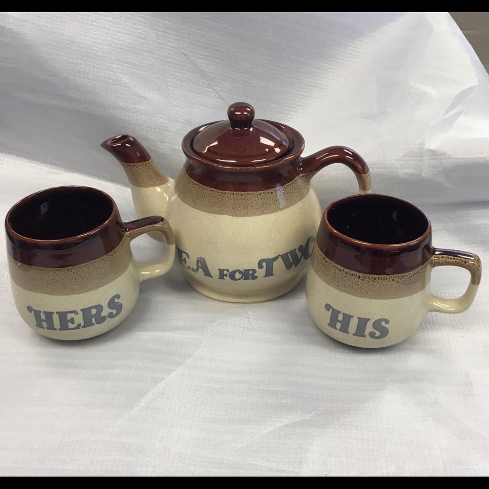 Vintage Tea Set Tea for Two Brown Ceramic